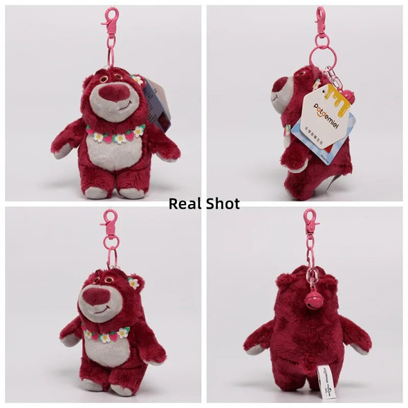 8/14cm Disney Lotso Strawberry Bear Plush Keychain Animation Derivatives Cartoon Backpack Car Pendant Female Cute Bag Pendant