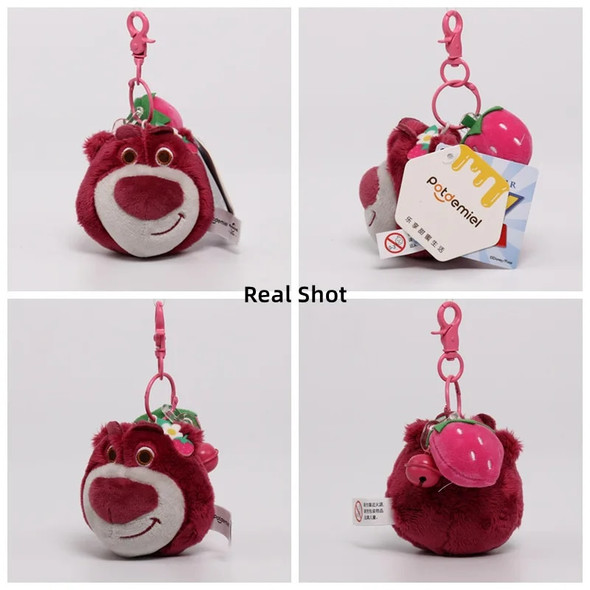 8/14cm Disney Lotso Strawberry Bear Plush Keychain Animation Derivatives Cartoon Backpack Car Pendant Female Cute Bag Pendant