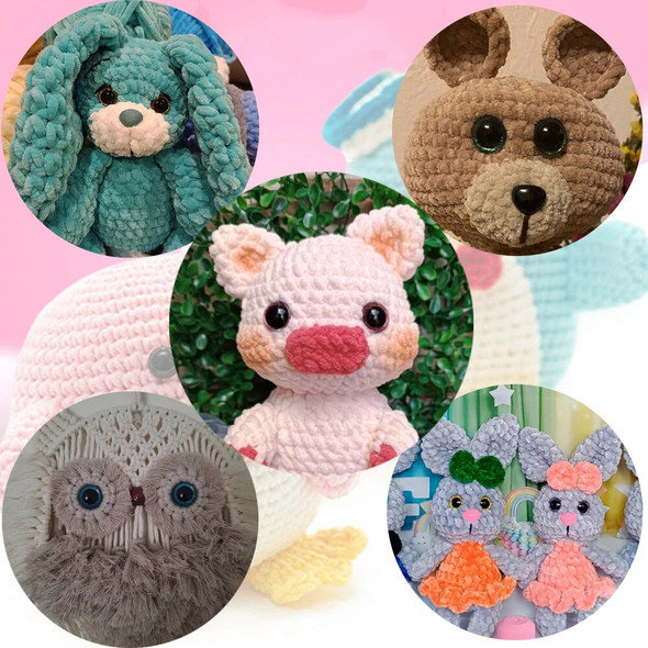 20pcs 3D Plastic Glitter Safety Eyes For Crochet Toys Amigurumi Diy Mix Bulk Mixed Sizes Toy Doll Making 10/12/14/16/18/20/22mm