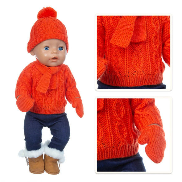 1Set Sweater Suit+hat+scarf +gloves Fit For 17inch 43cm Baby New Born Doll Clothes