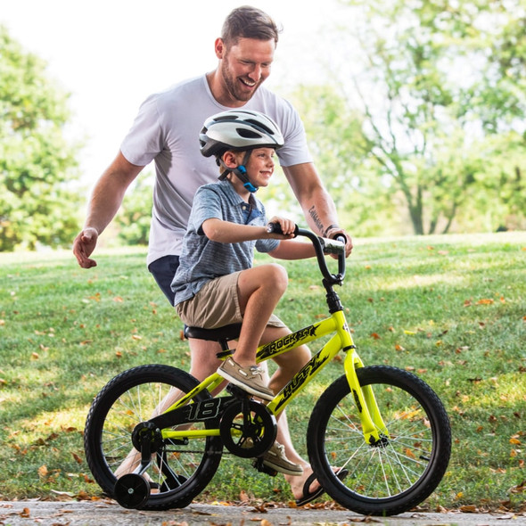 Huffy 18 in. Rock It Boy Kids Bike, Neon Powder Yellow bicycle  Huffy 18 in. Rock It Boy Kids Bike, Neon Powder Yellow bicycle
