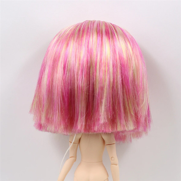 DBS wig blyth doll icy RBL scalp and dome pink mix yellow hair colorful hair anime toy white skin pink hair tan skin