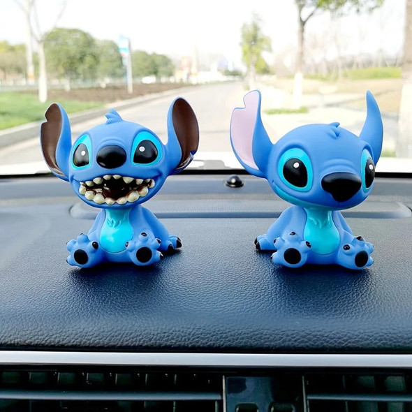 Miniso Stitch Model smile Figure Phone holder Decoration Moving Head Doll Cute Interior Car Supplies Boutique Dolls home decor