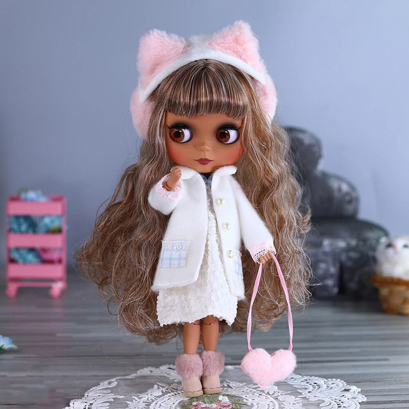 ICY DBS Blyth Doll 1/6 Joint 30cm Black Skin Matte Face Fashion Set Doll BJD Toy Gift