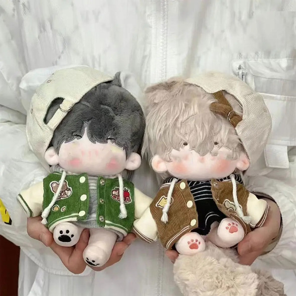 20cm Fashion Doll Clothes Cartoon Pattern Jackets Baseball Uniform Cotton Stuffed Dolls Playing House Toy DIY Doll Accessories