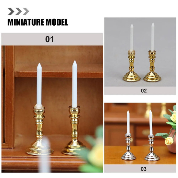 2 pairs of Metal House Candlestick Mini Candlestick Model House Holder for DIY