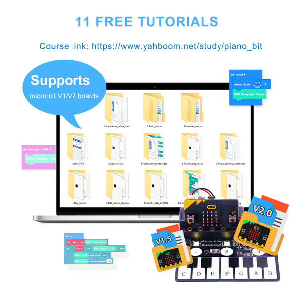 Microbit Expansion Board With Buzzer And Touch Buttons Electronic Piano Kit Play Music Educational Programmable Toy For Kids