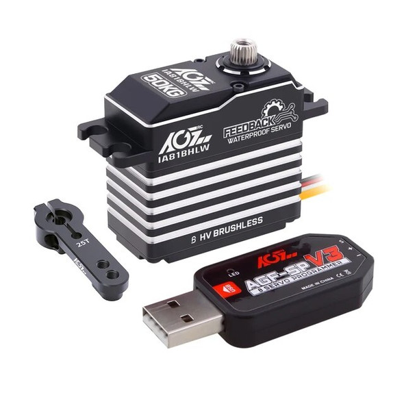 AGFRC Programmable IA81BHLW 2S HV Steel Gear 50KG Ultra Torque Analog Feedback Brushless Steering RC Servo Motor For Robotics