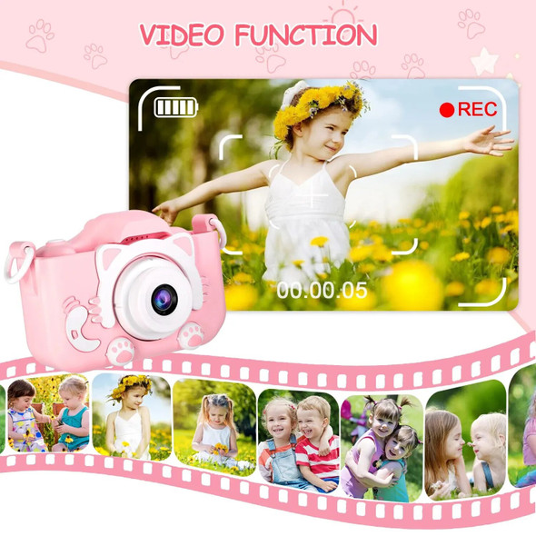 Kids Camera Toys Boys Girls Children Digital Camera for Kid Cat Suitable Toddler Selfie Video Birthday Festival Toy for Children