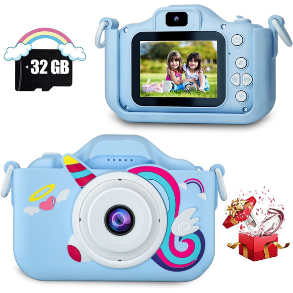 Unicorn Camera set Children's camera for 3-9 years old boys girls Children's toy digital camera Birthday gift Pink blue