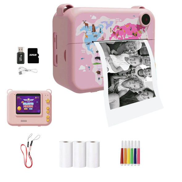 Children Digital Camera Instant Print for Kids Thermal Print Camera Instant Photo Printing Camera Toys Video 32G Christmas Gifts
