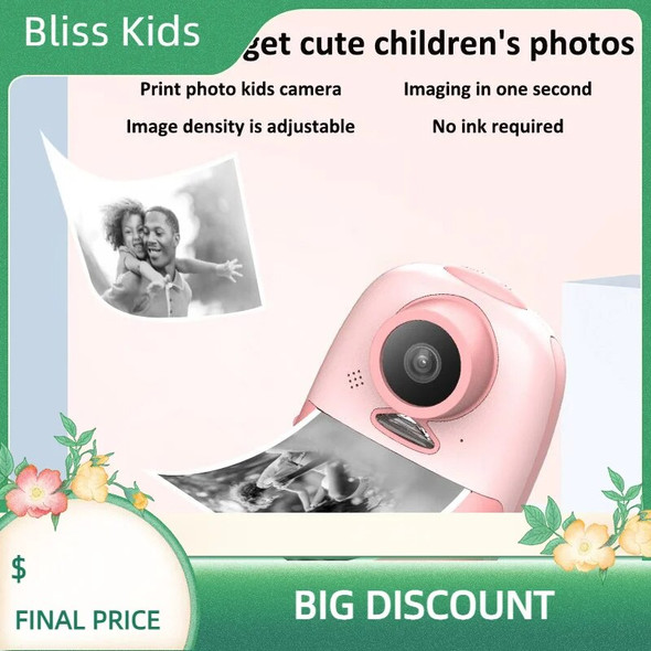 Instant Print Digital Kids Camera Selfie 1080P Video Camera For Kid Rechargeable Toy Camera For Boys Girls Birthday Christmas