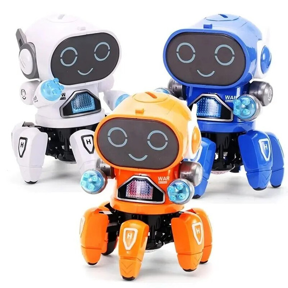 Cute 6-Claw LED Light Musical Dancing Robot: An Educational and Interactive Toy for Kids (Not Include Battery)