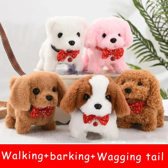 Electronic Walking Puppy Pet Dog Plush Toy Barking Wagging Tail Battery Control Kawaii Interactive Toys for Kids Boys Grils Gift