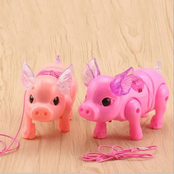 New Electric Walking piglet Toys Glowing Sound pig With Rope music for Kids Children Interactive creative toy Gift