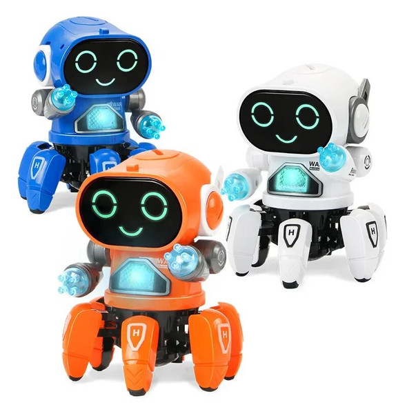 Dance Music 6 Claws Robot Octopus Spider Robots Vehicle Birthday Gift Toys For Children Kids Early Education Baby Toy Boys Girls