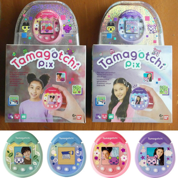 Original Tamagotchi Bandai Pix Party Electronic Virtual Pet Machine Color Screen Interactive E-pet Game Fun Toy Children Gifts