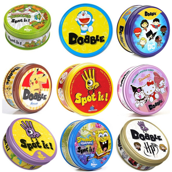 Hot Spot It Double juego Cards HP Dobble Card Game Party Board Holidays Sports Cartoon Animals Alphabet Kids Educational
