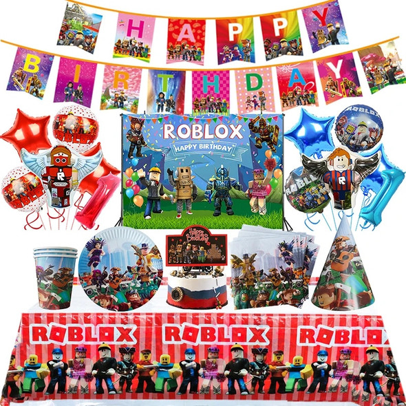 Roblox Birthday Party Decorations Supplie Roblox Game Celebration Party Balloons Disposable Tableware Cup Plate Baby Shower Toys