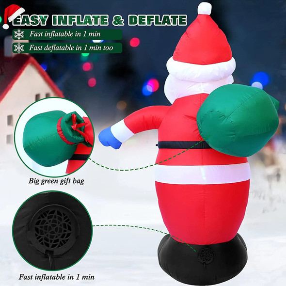 8 FT Christmas LED Lighting Inflatable Santa Claus Outdoor Decoration Courtyard Weatherproof Holiday Party Souvenir Fangle
