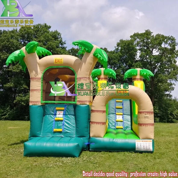 Hop N' Rock Tropical Obstacle Course, Kids Party Events Outdoor Bouncy Castle Combo Challenge Game