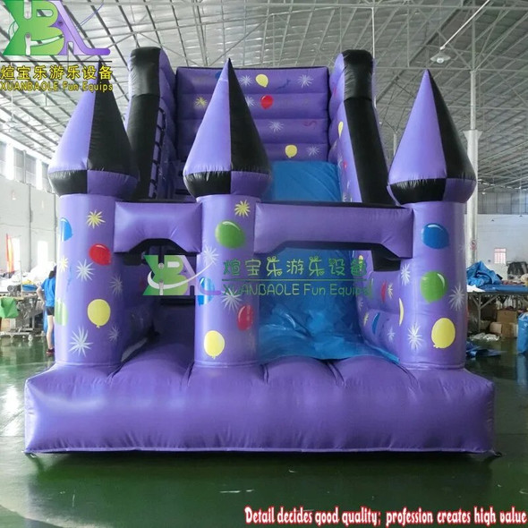 Castle Combo Games With Printing, Party Air Balloon Purple Inflatable Slide