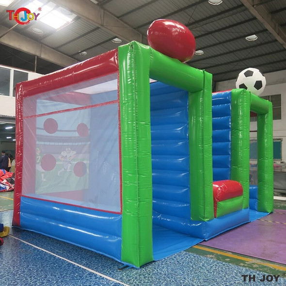 free air shipping,new design 5x3m giant party rental 3 in1 basketball/rugby/soccer/football inflatable sports carnival games