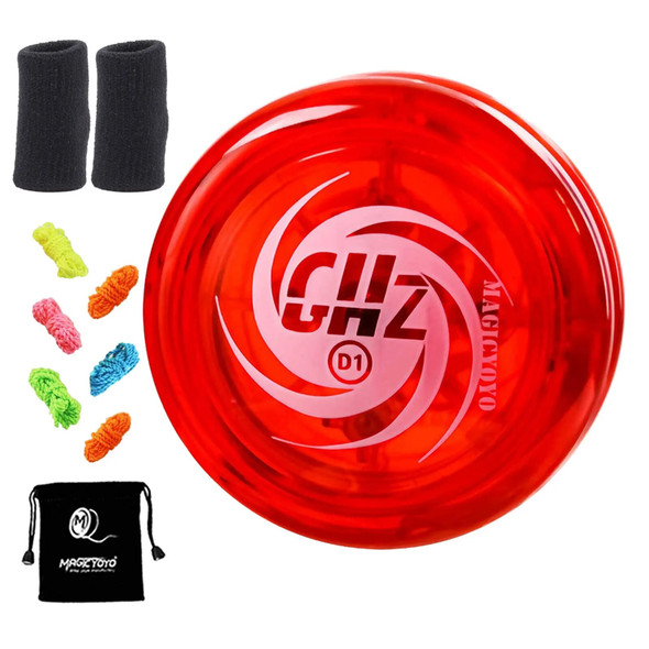 MAGICYOYO Responsive Yoyo D1 GHZ,Professional Looping Yoyos for Kids Beginner with Yoyo Strings+Finger Cot+Yoyo Bag,Red