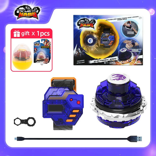 Infinity Nado 3 Original Electronic Thunder Stallion & Controller Set Metal Ring Battle Gyro Auto-Spin Spinning Tops Kids Toys