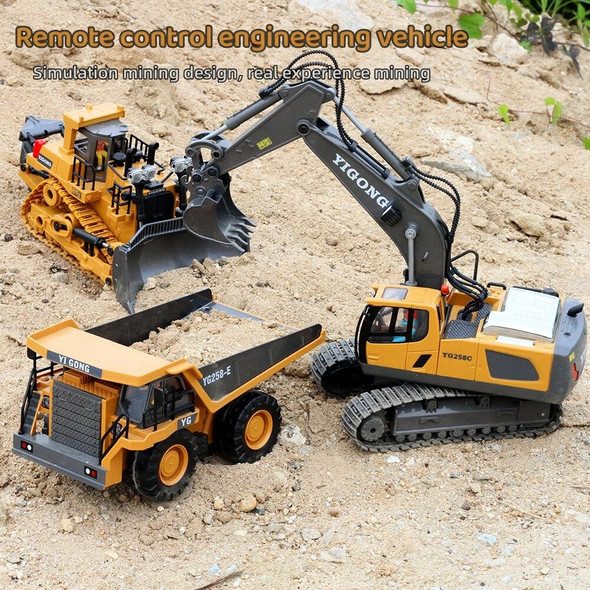 Rc Car Rechargeable Radio Remote Control Excavator Dump Electric Truck Bulldozer Crawler Engineering Vehicle Toy for Boys Gifts