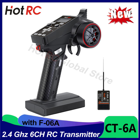 NEWEST HOTRC CT-6A 2.4GHz 6CH 6 Channels One-handed Control Radio Transmitter 300m Distance For RC Toy Car Boat Drone Parts
