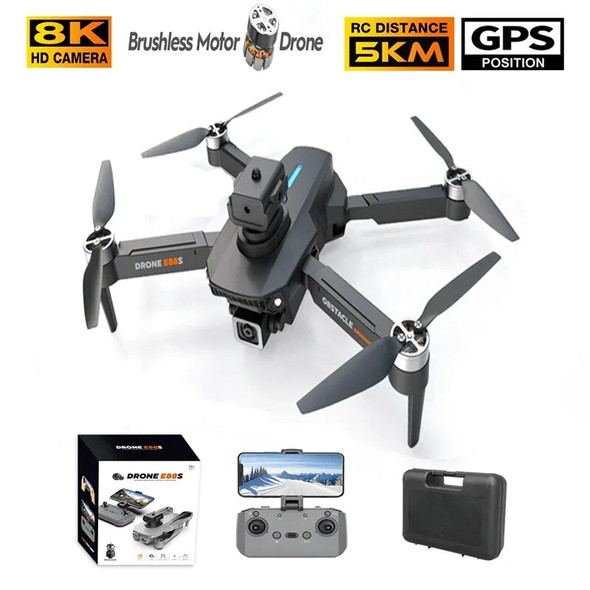 Mini Drone E88s 4K Dual Camera HD Wifi FPV Brushless Motor Remote Control Foldable RC Quadcopter Helicopter Child Boys Toys Kids