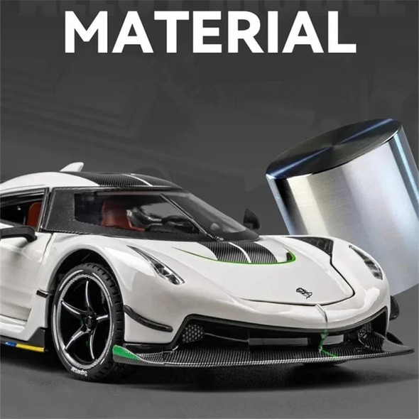 1:24 Attack Alloy Sports Car Model Diecast Metal Racing Car Model Simulation Sound Light Childrens Toy for Koenigsegg Jesko Gift