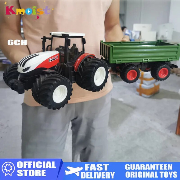 RC Tractor Trailer with LED Headlight Farm Toys Set 2.4GHZ 1/24 Remote Control Car Truck Farming Simulator for Children Boy Gift