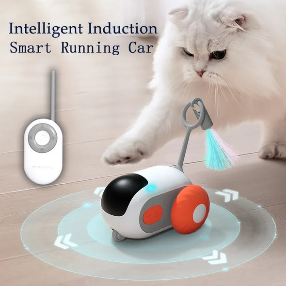 Smart Cat Toy Car Remote Control Running Car Cat Toys Interactive Cat Sticks Teaser Feather Dual Modes Electric Pet Cat Toys