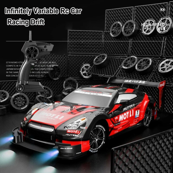 2024 New Half-scale Four-wheel Drive GTR Remote Control Car 4×4 Drive 30km/h High Speed Drift 2.4G CVT RC Car Toy Boy Toy Gift