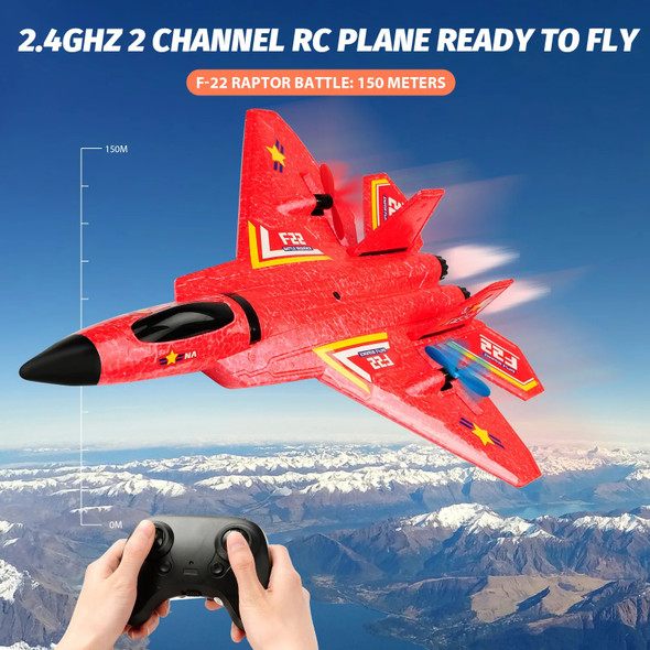 RC Plane F22 2.4G With LED Lights Remote Control Aircraft Flying Model Glider Airplane EPP Foam RC Toys For Children Gifts