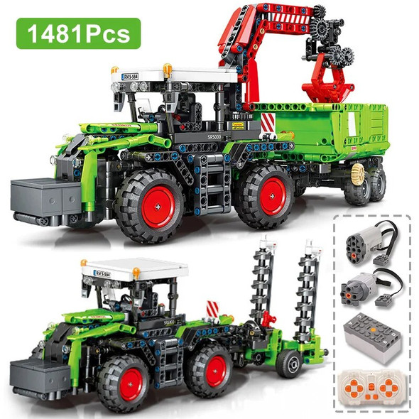 Technical Remote Control Farm Tractor Engineering Vehicle Model Building Blocks City Mechanical Tractor Machine Bricks Toys Gift