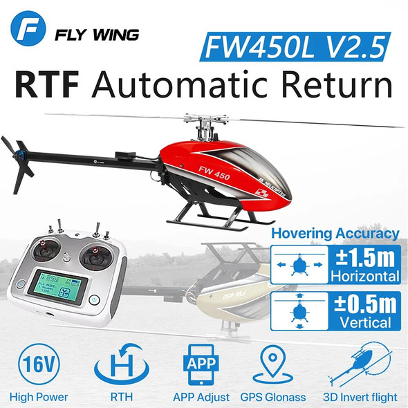 Fly Wing FW450 V2.5 RC Helicopters for Adults Remote Control RTF GPS APP Automatic Return RC Drone Helicopters RC toys RC Part Fly Wing FW450 V2.5 RC Helicopters for Adults Remote Control RTF GPS APP Automatic Return RC Drone Helicopters RC toys RC Part