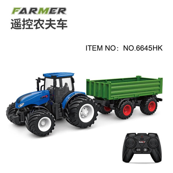 High horsepower electric 6CH remote control tractor toy 2.4G RC car farmer tool engineering car children's toy