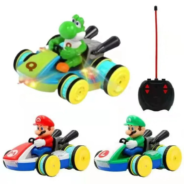 Super Marios Bros Toad Yoshi Figure Model Remote Control Car with Music Lighting Children Interactive Game Toys Birthday Gifts