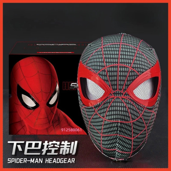 New Spiderman No Way Home Headgear Cosplay Moving Eyes Mask Spider Man 1:1 Remote Control Elastic Mask Toys For Adults Xmas Gift