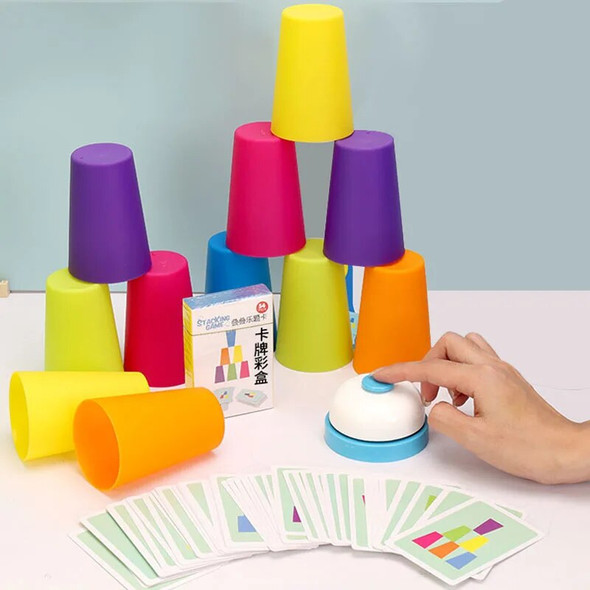 Kids Montessori Toys Stack Cup Battle Table Game with Card Educational Intellectual Enlightenment Color Cognition Logic Training Kids Montessori Toys Stack Cup Battle Table Game with Card Educational Intellectual Enlightenment Color Cognition Logic Training