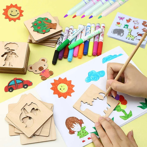 Montessori Kids Toys Drawing Toys Wooden DIY Painting Template Stencils Learning Educational Toys for Children Gift 10/20pcs Montessori Kids Toys Drawing Toys Wooden DIY Painting Template Stencils Learning Educational Toys for Children Gift 10/20pcs
