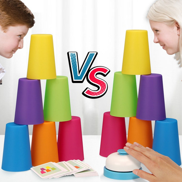 Stack Cup Speed Game Toys Montessori Educational Intellectual Enlightenment Toys With Card Color Cognition Logic Training Gifts Stack Cup Speed Game Toys Montessori Educational Intellectual Enlightenment Toys With Card Color Cognition Logic Training Gifts
