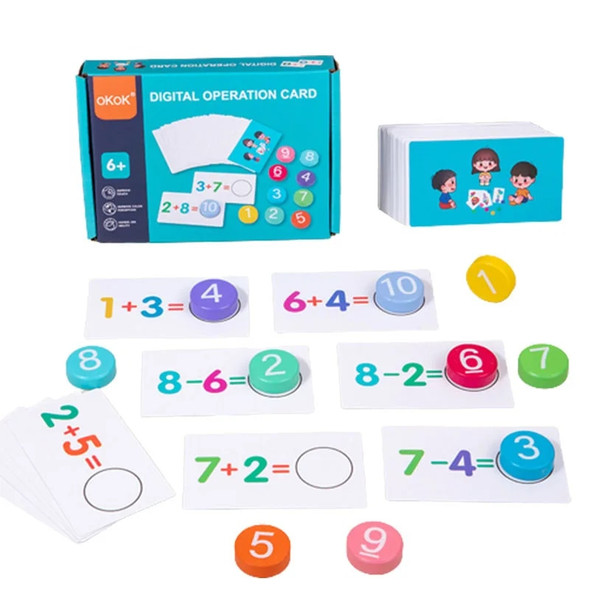 Children's Wooden Number Board Cognitive Matching Addition Subtraction Operation Montessori Logical Thinking Training Math Toys