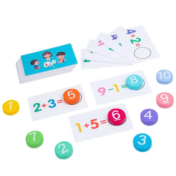 Children's Wooden Number Board Cognitive Matching Addition Subtraction Operation Montessori Logical Thinking Training Math Toys