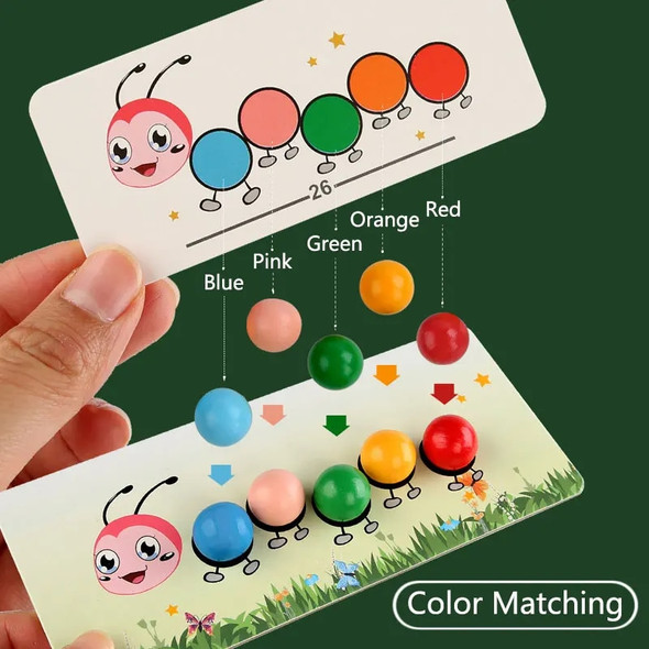 Wooden Clip Beads Games Montessori Toys Color Matching Learning Set Fine Motor Movement Training Educational Toys For Children