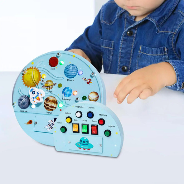 Montessori LED Busy Board Planet Recognition Teaching Material Switch Sensory Toy for Preschool Travel Kids Children Gifts Montessori LED Busy Board Planet Recognition Teaching Material Switch Sensory Toy for Preschool Travel Kids Children Gifts