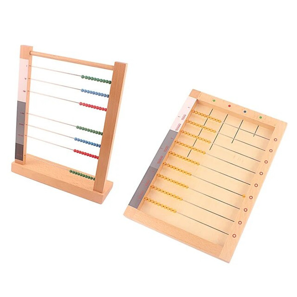 Montessori Wood Toys Flat Bead Frame for Multiplication Exercises Baby Beads Mathematics Materials Educational Toy Math Learn